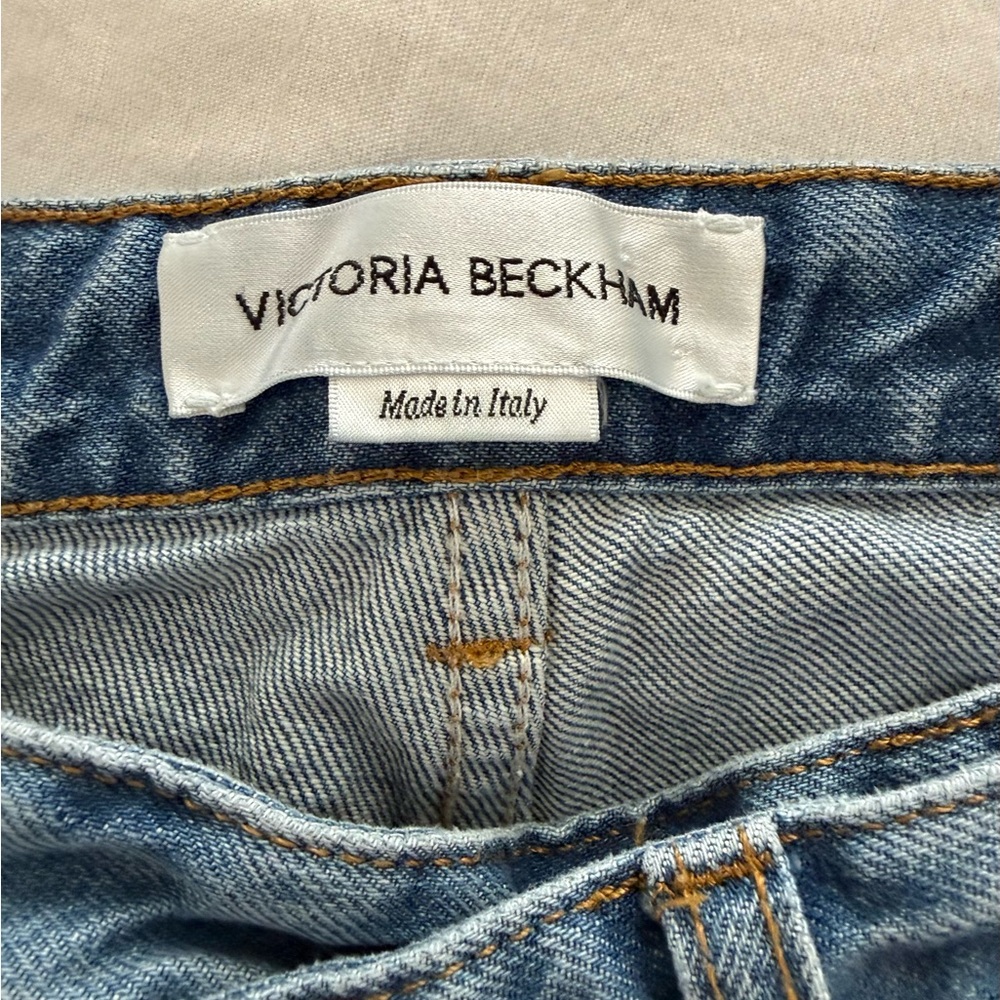 Victoria Beckham Women's Light Blue Cross Over Denim Jeans Size 25